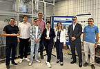 Besuch im Bioraffinerie-Technikum der Universität Hohenheim. V.l.: Manuel Hailfinger MdL Maximilian Bolz, Philipp Konnerth, Alexander Möndel, Ministerin Marion Gentges, Dr. Katrin Scheffer, Prof. Dr. Alexander Schaum und Dr. Wilfried Hermann. | Bildquelle: Universität Hohenheim / Andreas Lemmer
