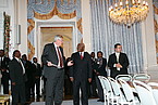 Walk through the Hohenheim Castle: Rector Prof. Dr. Hans-Peter Liebig with the President of Mozambique H. E. Armando Emílio Guebuza